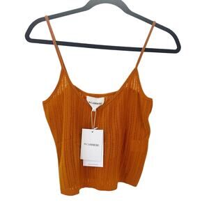 Revolve W. Cashmere 100% Cashmere Eloise Orange Cami Top Open Knit Size XS NWT